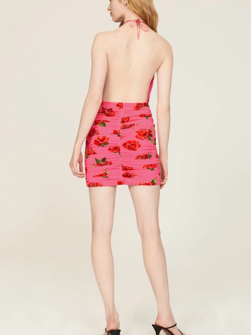 Pink Floral Ruched Slip Dress - Picture 5 of 13
